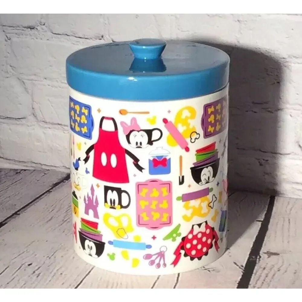 Disney Parks Cookie Jar/Canister Mickey And Friends Kitchen Collection Rare Blue